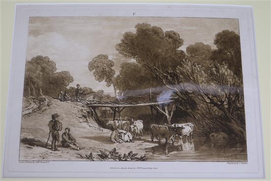 William Joseph Mallard Turner (1775-1851) Bridge and cows, 1807, Finberg 2ii/v, all unframed.